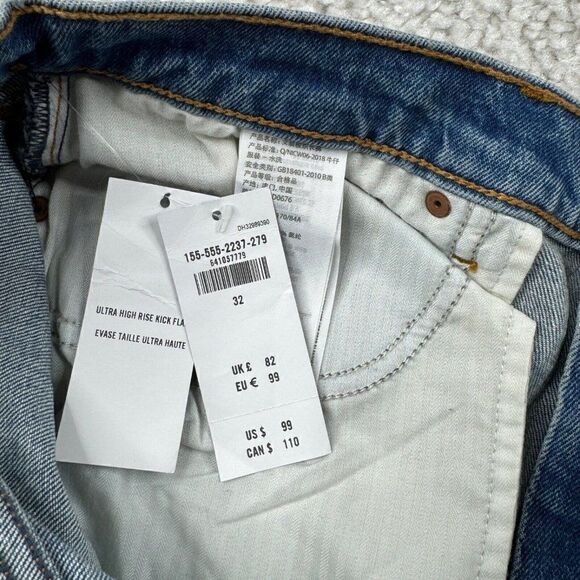 Abercrombie & Fitch Ultra High Rise Kick Flare Jean Distressed NEW - Picture 5 of 13
